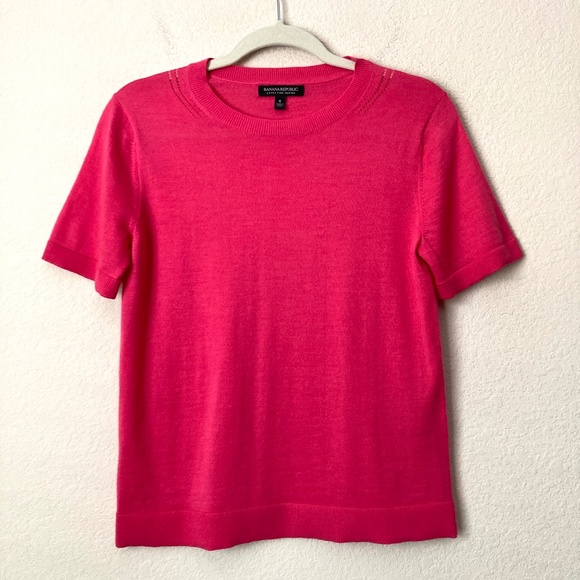 BUNDLE (3) Banana Republic 100% Merino Wool Short Sleeve Vibrant Sweater Tops - Picture 8 of 16